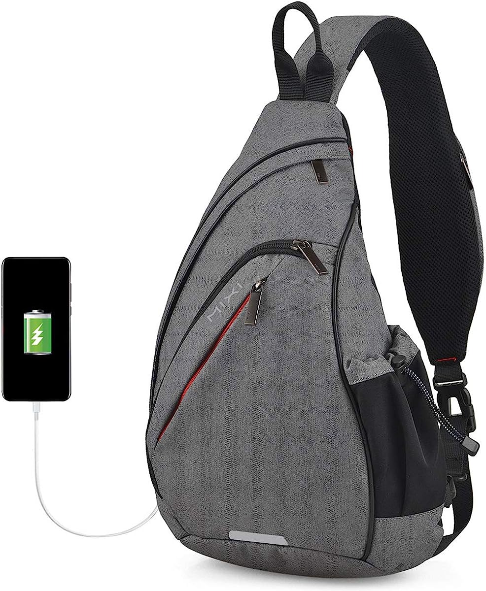 230527205805401_1 Hanke Sling Bag Men Backpack Unisex One Shoulder Bag Hiking Travel Backpack Crossbody with USB Port Versatile Casual Daypack - Image 1